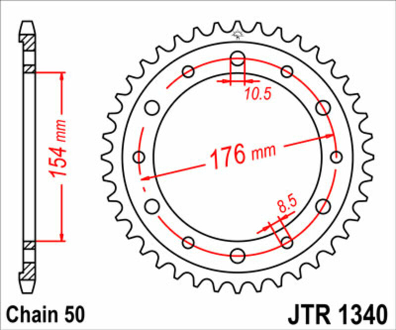 Obrázek produktu JT SPROCKETS Ocelové standardní zadní kolo 1340 - 525 JTR1340.45