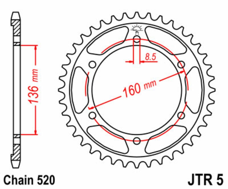 Obrázek produktu ZADNÍ ŘETĚZOVÉ KOLO 47T 520 JTR5.47