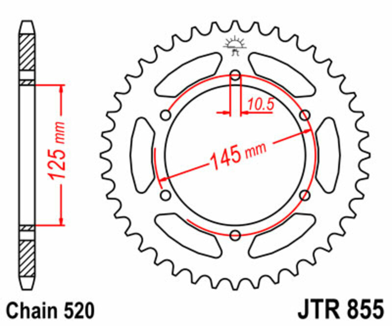 Obrázek produktu ZADNÍ ŘETĚZOVÉ KOLO 48T 520 JTR855.48