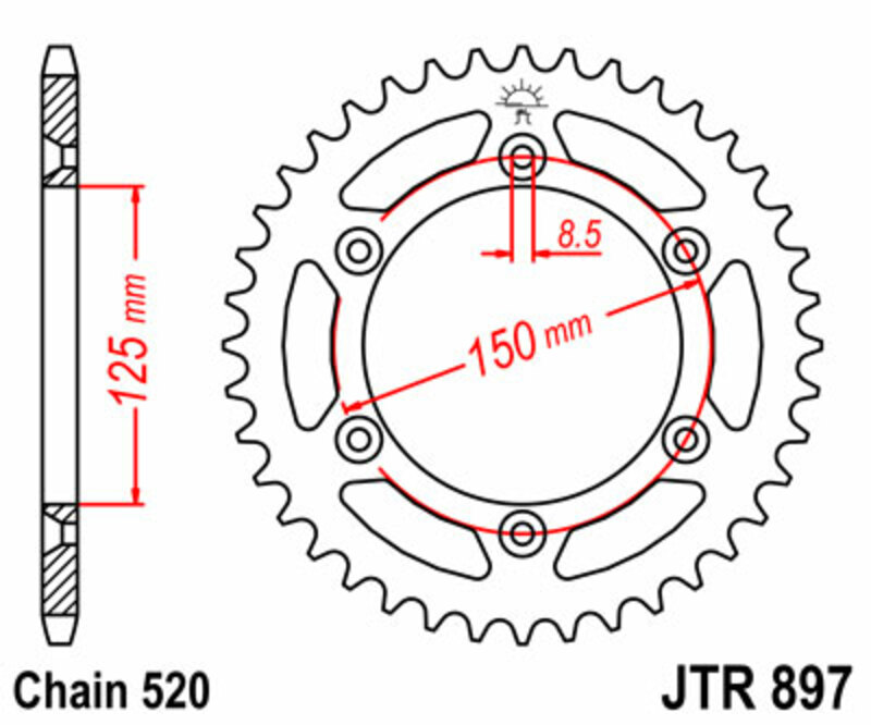 Obrázek produktu ZADNÍ ŘETĚZOVÉ KOLO 47T 520 JTR897.47