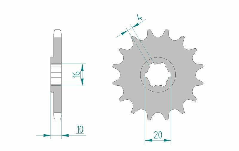 Obrázek produktu Ocelová standardní přední řetězová kola AFAM 22205 - 428 22205-14