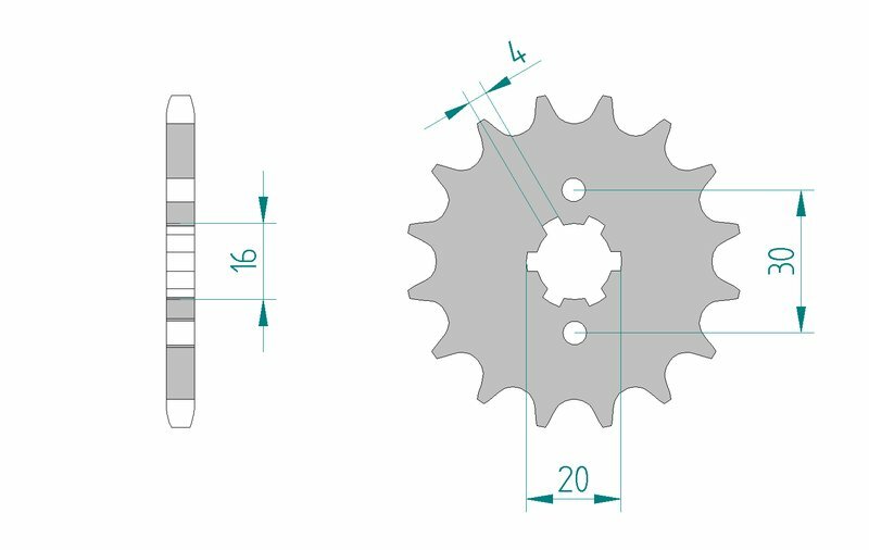 Obrázek produktu Ocelová standardní přední řetězová kola AFAM 24200 - 428 24200-16