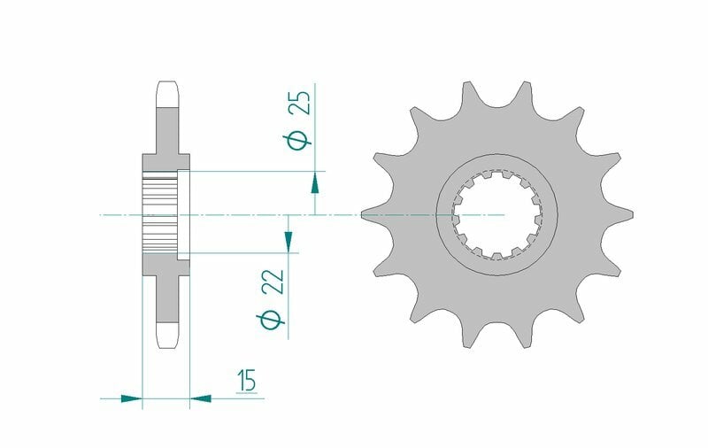 Obrázek produktu Ocelová standardní přední řetězová kola AFAM 24506 - 525 24506-15