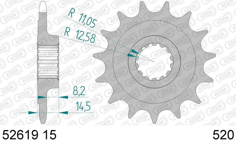 Obrázek produktu Ocelová standardní přední řetězová kola AFAM 52619 - 520 52619-15