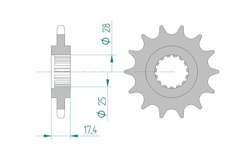 Obrázek produktu Ocelová standardní přední řetězová kola AFAM 91800 - 525 91800-17