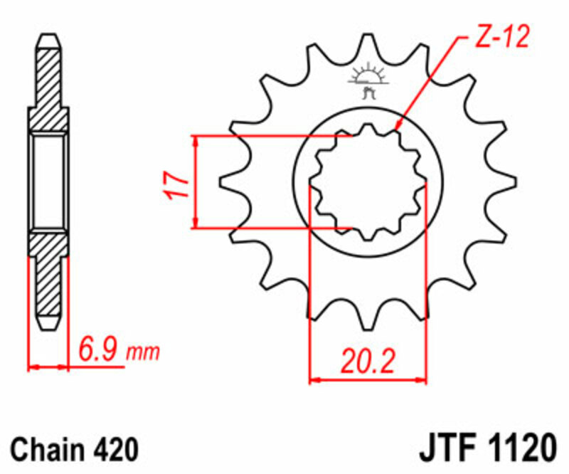 Obrázek produktu PŘEDNÍ ŘETĚZOVÉ KOLO 11T 420 JTF1120.11