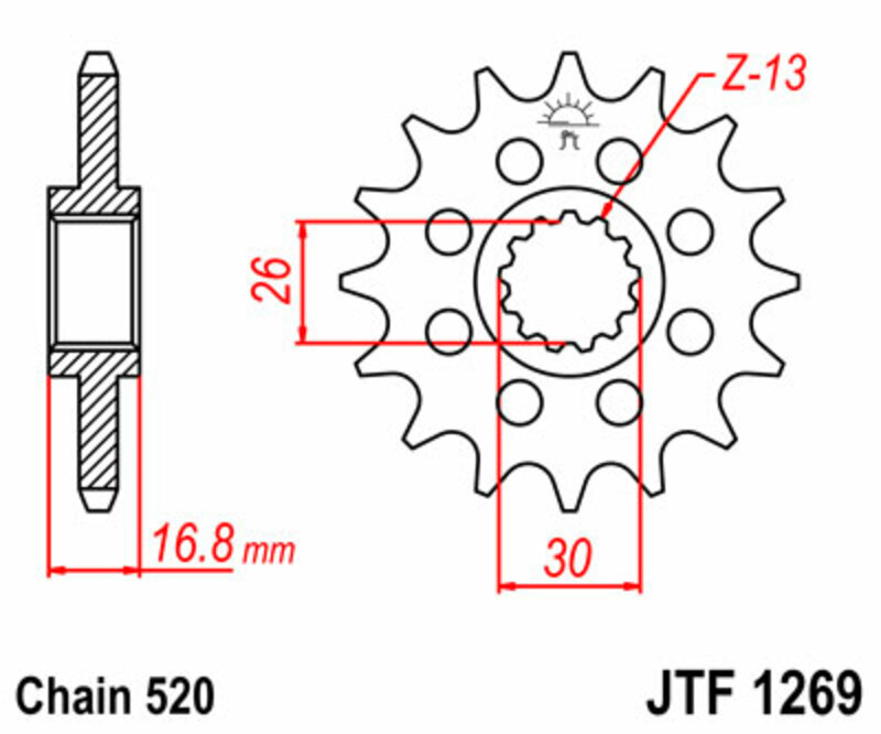 Obrázek produktu PŘEDNÍ ŘETĚZOVÉ KOLO 16T 520 JTF1269.16