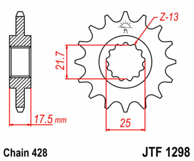 Obrázek produktu JT SPROCKETS Ocelové standardní přední kolo 1298 - 428 JTF1298.17