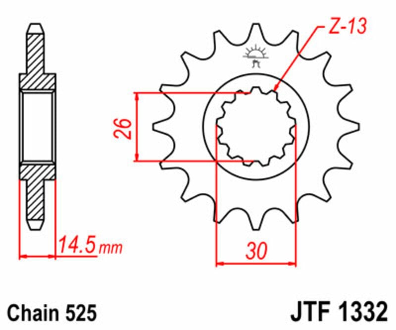 Obrázek produktu JT SPROCKETS Ocelové standardní přední kolo 1332 - 525 JTF1332.17