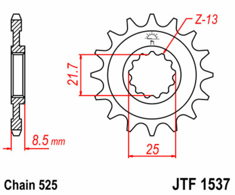 Obrázek produktu PŘEDNÍ ŘETĚZOVÉ KOLO 15T 525 JTF1537.15