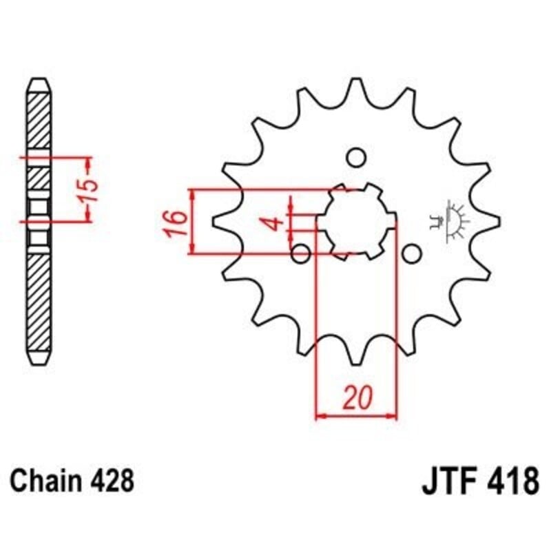 Obrázek produktu JT SPROCKETS Ocelová standardní přední řetězová kola 418 - 428 JTF418.15