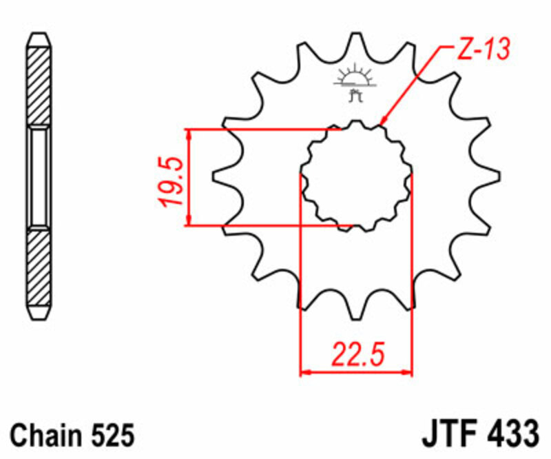 Obrázek produktu PŘEDNÍ ŘETĚZOVÉ KOLO 14T 525 JTF433.14