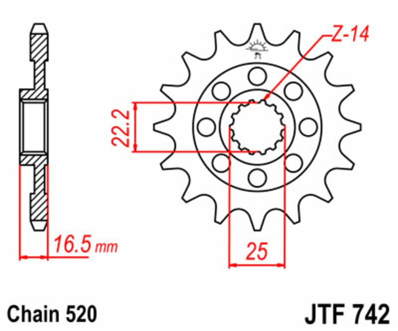 Obrázek produktu PŘEDNÍ ŘETĚZOVÉ KOLO 15T 520 JTF742.15