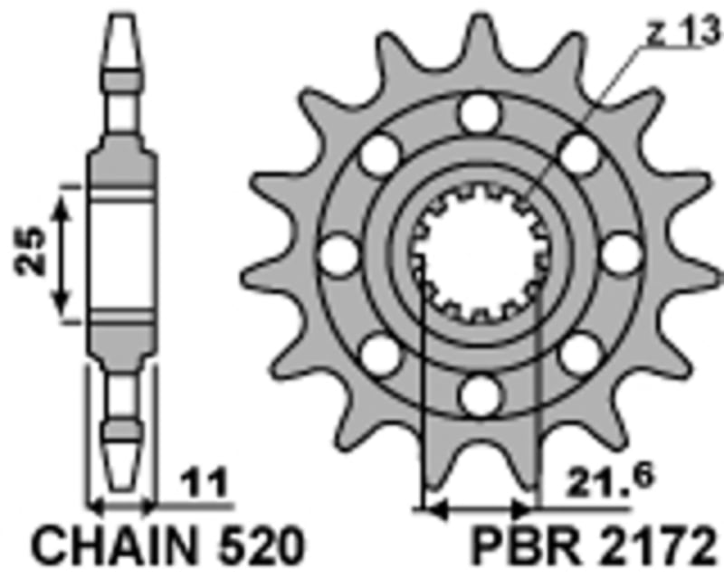 Obrázek produktu PBR Racing Ocelová standardní přední řetězová kola 2172 - 520 2172.14.18NC