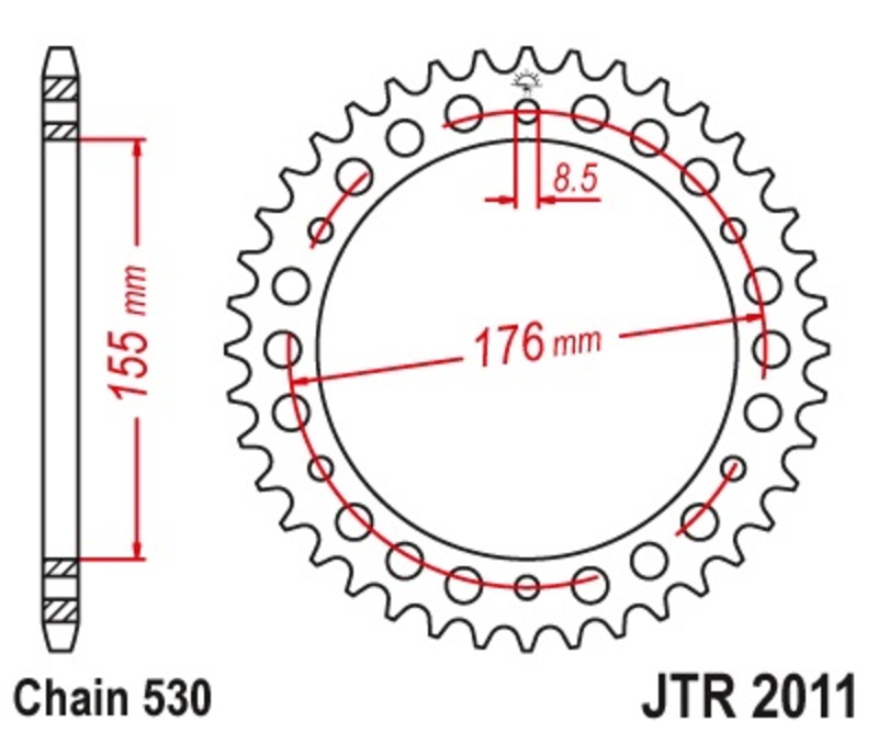Obrázek produktu ZADNÍ ŘETĚZOVÉ KOLO 44T 530 JTR2011.44