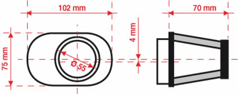 Obrázek produktu Vzduchový filtr BMC s kuželovým posunem vpravo Ø55 mm - FBPF55-70R FBPF55-70R