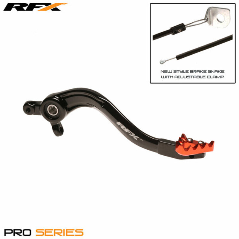 Obrázek produktu Páka zadní brzdy RFX Pro ST (tvrdě eloxovaná černá/oranžová) - KTM SX/EXC250 FXRB5060199OR