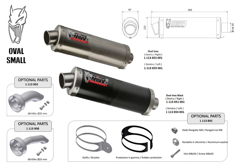 Obrázek produktu MIVV Oválný malý univerzální tlumič - pravá strana 00.73.KU.001.SX1