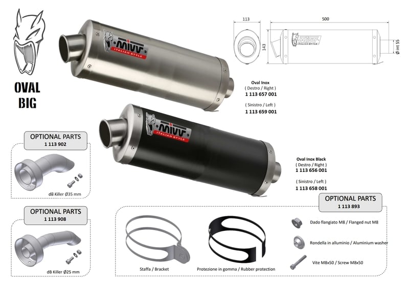 Obrázek produktu MIVV Oválný velký univerzální tlumič - pravá strana 00.73.KU.001.SX2