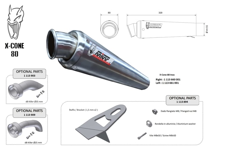Obrázek produktu Univerzální tlumič MIVV X-Cone 80 - levá strana 00.73.KU.002.SC1