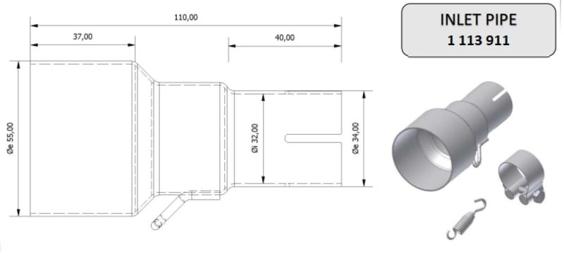 Obrázek produktu Vstupní potrubí MIVV 55 > 32 mm 00.73.KU.00001