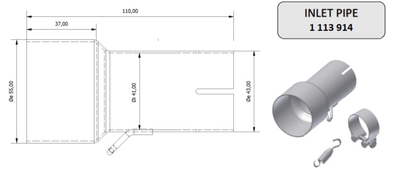 Obrázek produktu Sací potrubí MIVV 55 > 41 mm 00.73.KU.00004