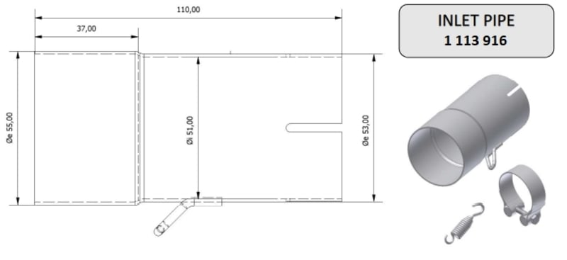 Obrázek produktu Sací potrubí MIVV 55 > 51 mm 00.73.KU.00006