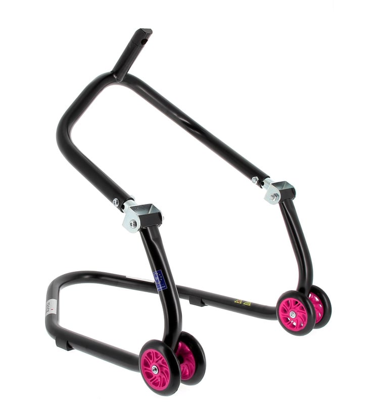 Obrázek produktu BIHR Home Track Under Triple Clamp Front Paddock Stand Matt Black Pink Wheels