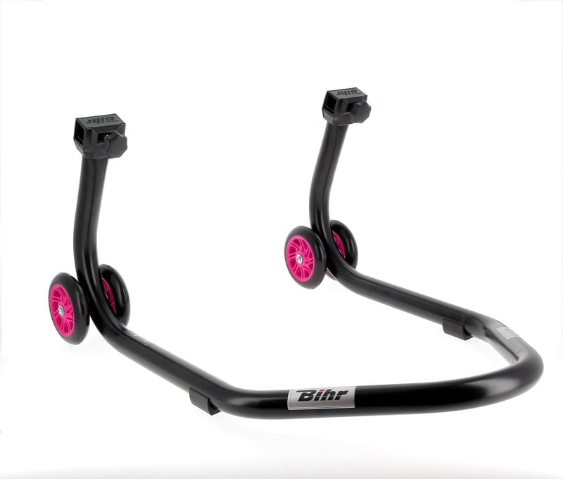 Obrázek produktu BIHR Home Track Zadní stojan do paddocku s "V" adaptéry Matt Black Pink Wheels