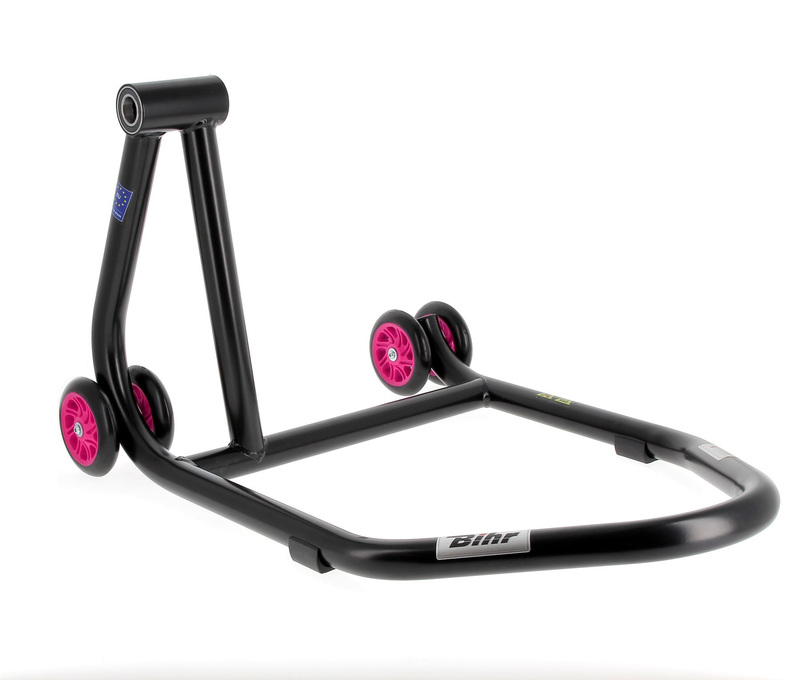 Obrázek produktu BIHR Home Track Levý jednoramenný stojan do paddocku Matt Black Pink Wheels