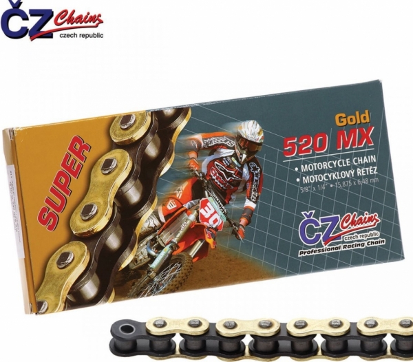 Obrázek produktu Řetěz ČZ 520 MX 118 článků zlatý