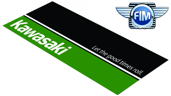 Obrázek produktu Koberec pod moto 80x250cm KAWASAKI GOOD TIMES zeleno/černý 803
