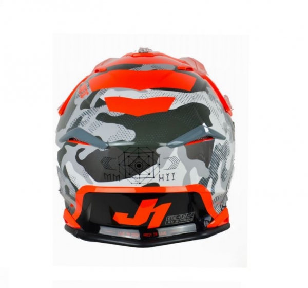 Obrázek produktu Moto přilba JUST1 J39 KINETIC camo šedo/červeno/fluo oranžová