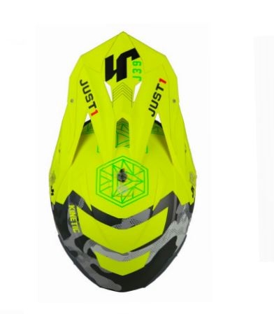 Obrázek produktu Moto přilba JUST1 J39 KINETIC matná camo červeno/limetkovo/fluo žlutá