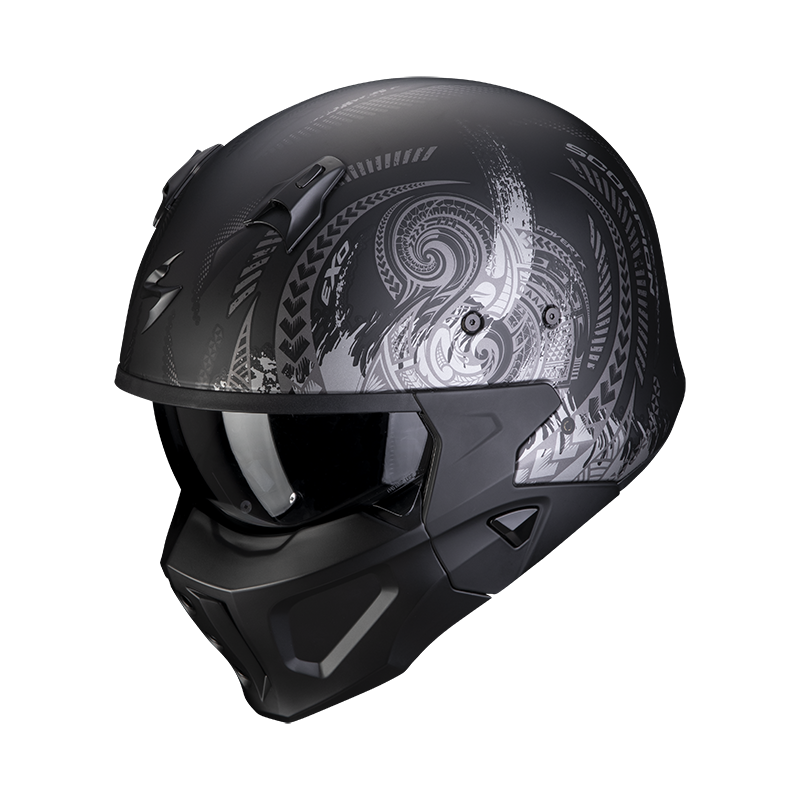 Obrázek produktu Moto přilba SCORPION COVERT-X TATTOO matná černo/stříbrná