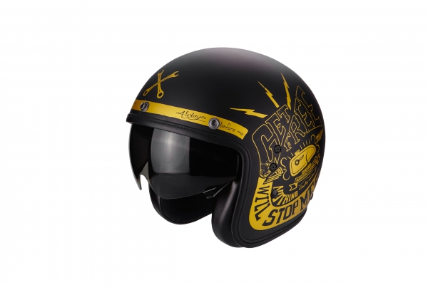 Obrázek produktu Moto přilba SCORPION BELFAST FENDER černo/zlatá matná