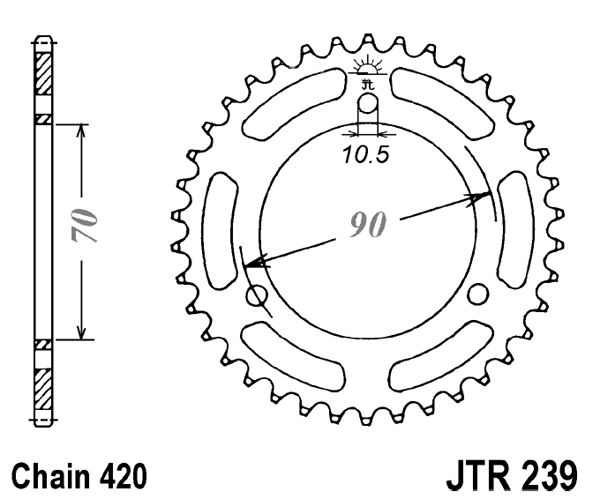 Obrázek produktu Řetězová rozeta JT JTR 239-47 47 zubů, 420