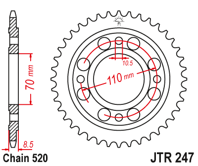 Obrázek produktu Řetězová rozeta JT JTR 247-36 36 zubů, 520