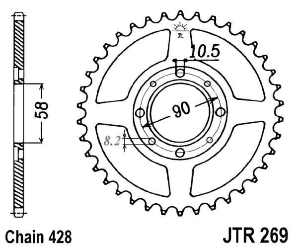 Obrázek produktu Řetězová rozeta JT 36 zubů, 428