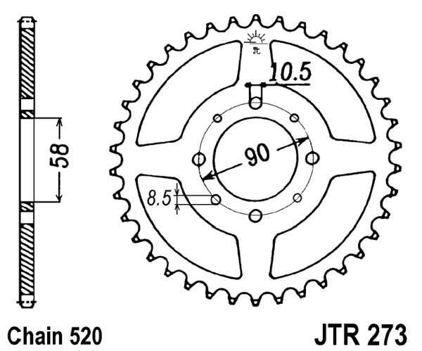 Obrázek produktu Řetězová rozeta JT JTR 273-42 42 zubů, 520 JTR273.42