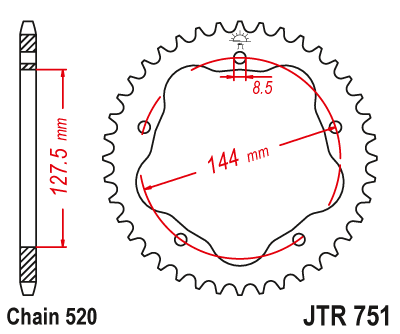 Obrázek produktu Řetězová rozeta JT JTR 751-38 38 zubů, 520 JTR751.38
