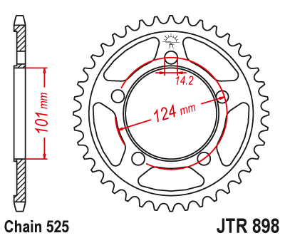Obrázek produktu Řetězová rozeta JT JTR 898-42 42 zubů, 525 JTR898.42