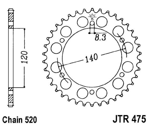 Obrázek produktu Řetězová rozeta JT JTR 475-40 40 zubů, 520