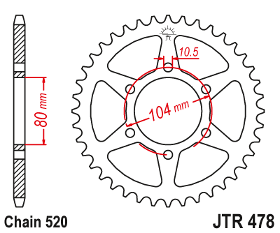 Obrázek produktu Řetězová rozeta JT 38 zubů, 520