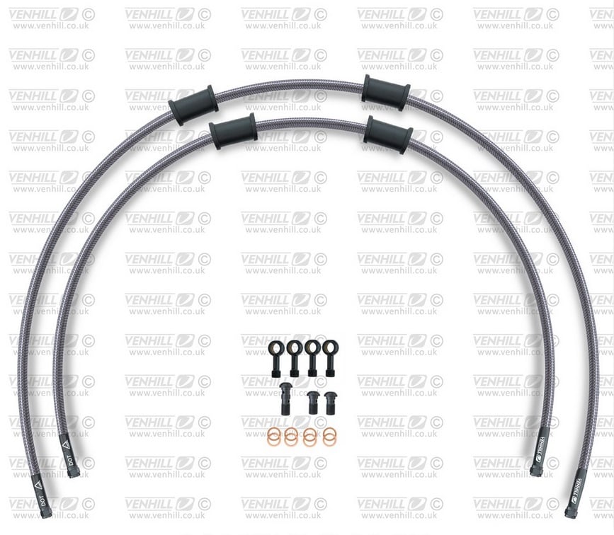 Obrázek produktu RACE Hadice přední brzdy sada Venhill POWERHOSEPLUS HON-5020FB (2 hadice v sadě) Průhledné hadice, černé koncovky HON-5020FB