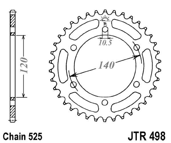 Obrázek produktu Řetězová rozeta JT JTR 498-44 44 zubů, 525 JTR498.44