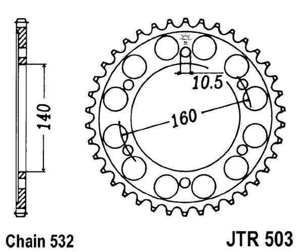 Obrázek produktu Řetězová rozeta JT 45 zubů, 532