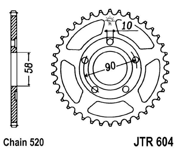 Obrázek produktu Řetězová rozeta JT JTR 604-38 38 zubů, 520