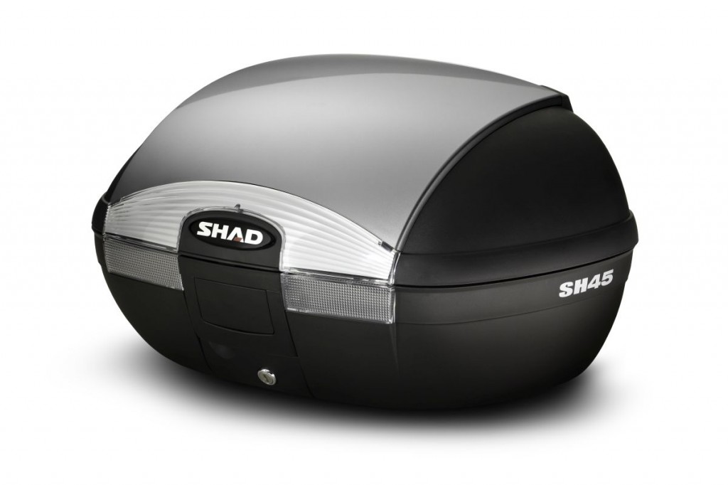 Obrázek produktu Vrchní kufr na motorku s barevným krytem SHAD SH45 stříbrná