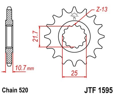 Obrázek produktu Řetězové kolečko JT JTF 1595-15 15 zubů, 520 JTF1595.15